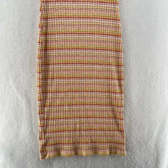 Forever 21 Dress Women's Sz M Yellow Red Striped Ribbed Knit Sleeveless Bodycon - Picture 6 of 10